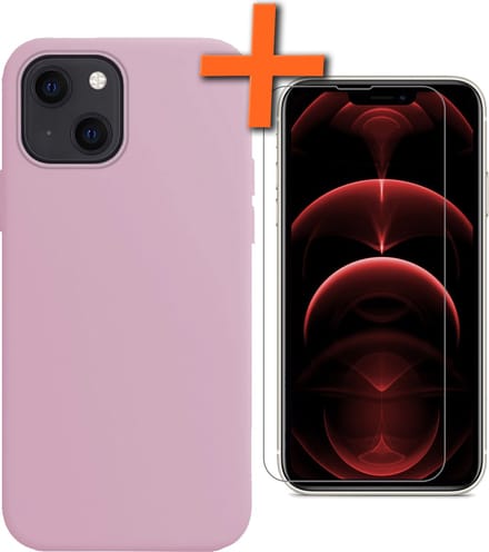 Hoes - Met Screenprotector - Geschikt voor Apple iPhone 14 Plus - Sterk & Shockproof - Back Cover - Siliconen Case - Telefoon Hoes - Lila