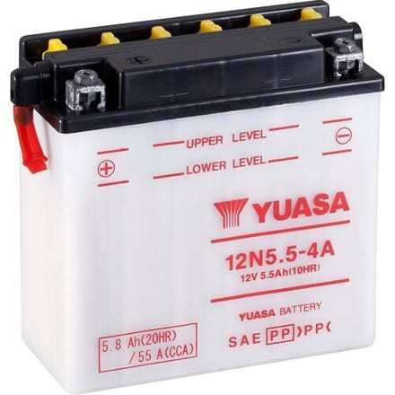 Yuasa 12N5.5-4A Motorfietsaccu 12 V 5.5 Ah Pooltype: Schroefklem type 2