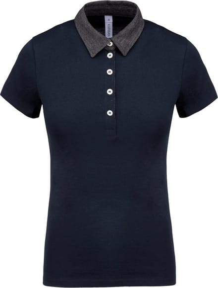 Kariban Tweekleurige damespolo jersey K261 - Navy / Dark Grey Heather - XS