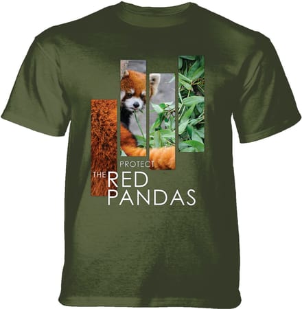 T-shirt Protect Red Panda Split Portrait Green S