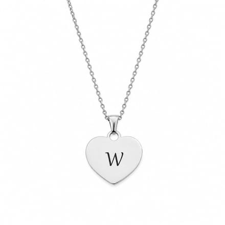 Hart Ketting met 1 Initiaal Zilver