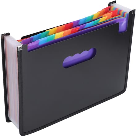 Dossier Rétractable Portable 24 Compartiments Organiseur Accordéon Extensible Fournitures Scolaires blue