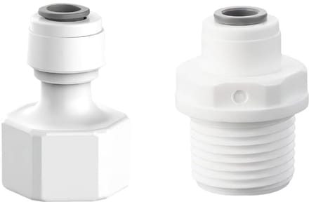 Wateraansluitadapter, 2 stuks, rechte aansluiting voor 1/4 inch waterslang op 1/2 inch buitendraad, snelkoppelingen