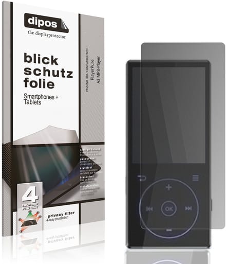 dipos – Matte Privacy Screenprotector geschikt voor PlayerPure A3 MP3-Player | Anti-Spy Beschermfolie
