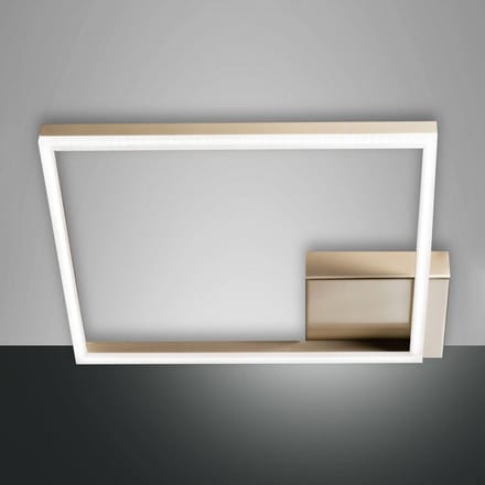 Fabas Luce LED plafondlamp Bard, 42x42cm, matgoud finish