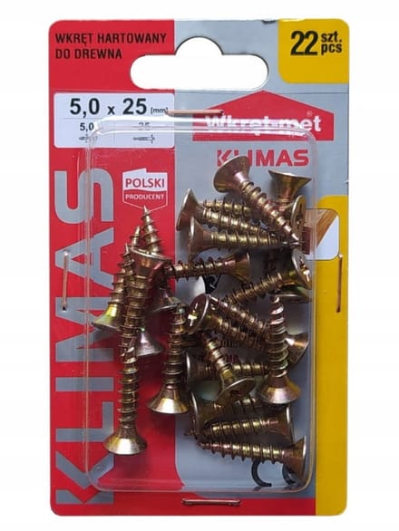 Wkręt-met - Geharde Schroeven - 5x25mm - 22 Stuks - Goud