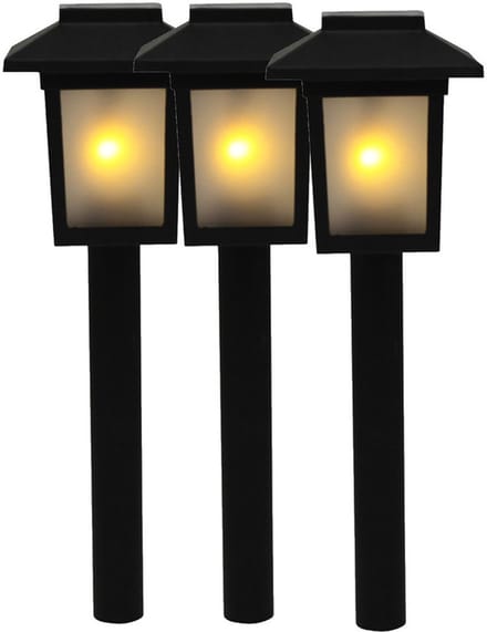 Benson Tuinlamp prikspot - 3x - solar - vlam effect 34,5 cm - sfeervolle tuinverlichting - prikker / lantaarn