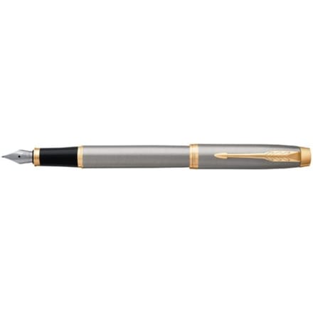 Parker IM Fountain Pen Geborsteld metaal Gemiddeld Nib with Blauw Inkt Refill Gift Box (1931656)