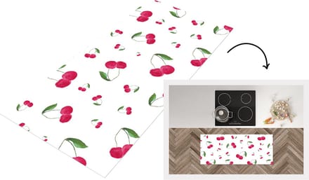 Keukenloper - Loper keuken - Kersen - Rood fruit - Wit - 120x50 cm - Keukenloper vinyl