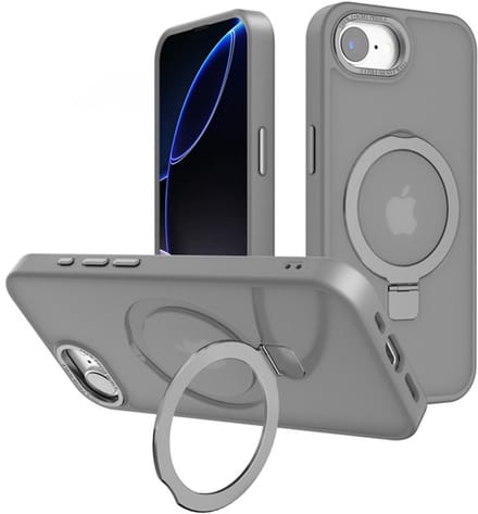 Mobiq - Ringstand Magsafe Hoesje geschikt voor iPhone 16e (2025) - grijs