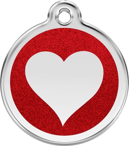 Red Dingo Hondenpenning 30 mm hart glitter rood