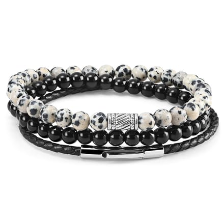 Raipur Wit & Zwart Stenen Armbandset