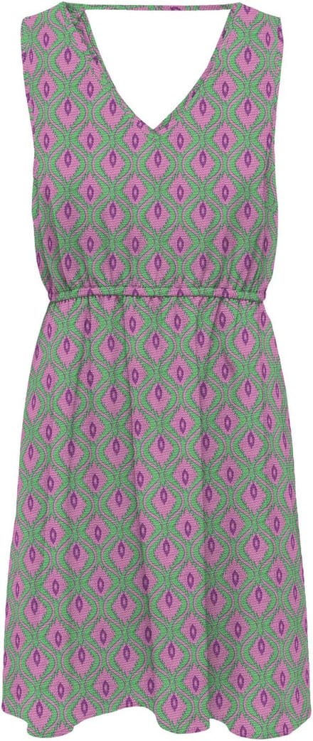 ONLY ONLNOVA LIFE VIS SARA STRING DRESS AOP Dames Jurk - Maat M