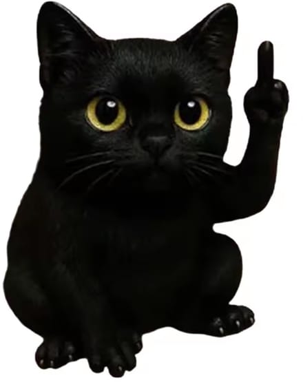 Kat Middelvinger Beeld - Cadeau - Grappig - Beeldje - Dier - Poes - Kado