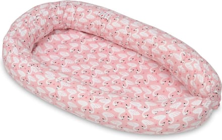 Baby nestje - roze - zwanen - met uitneembaar matras