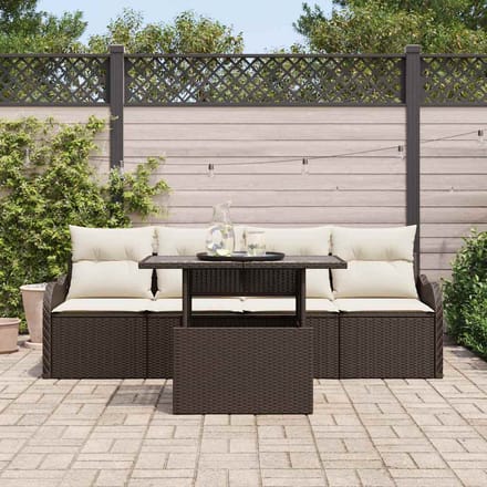 vidaXL - Tuinbank - Set - 5 - st - Bruin - Poly - rattan