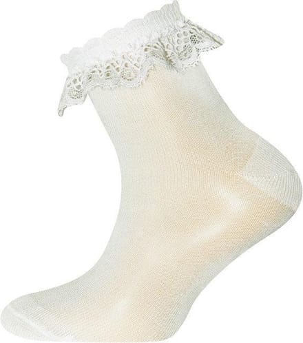 Sok ivoor met broderie randje-16/17