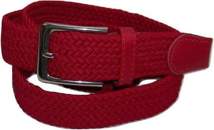 Rood - Elastische Comfort Riem - maat 115 cm - Gevlochten - 100% Elastisch - Nikkelvrije Gesp
