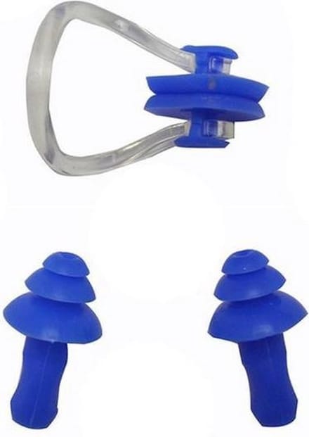 Zwemoordoppen met neusklem Blauw One Size