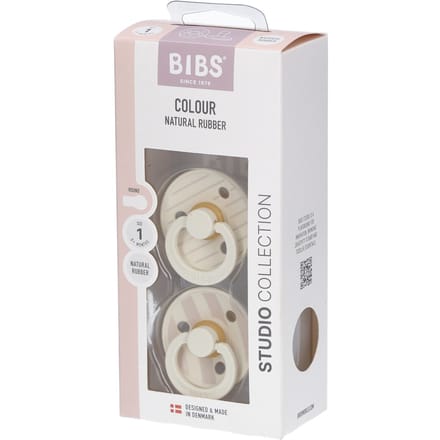 BIBS STUDIO Colour 2 Pack Pin - Ivory Vanilla Mix | +0 maanden 1 Fopspeenketting
