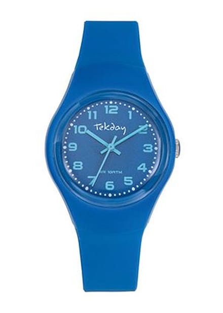 Tekday-Analoog-Kinderhorloge-Silicone band-Blauw-Waterdicht