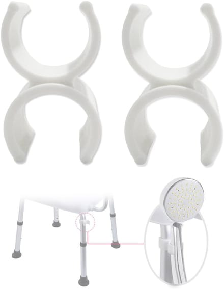 Douchehouder Bevestiging - Badstoel Accessoire - Handdouche Binnen Bereik - Verstelbare Diameter - 2 Stuks - Wit