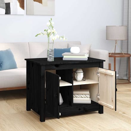 vidaXL - Salontafel - 71x49x55 - cm - massief - grenenhout - zwart