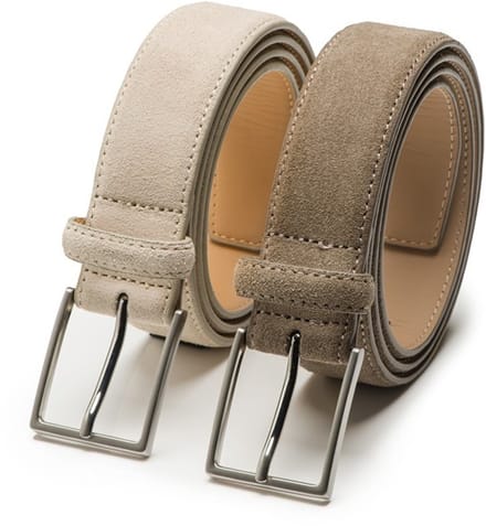 Suede heren riem Bobby - Duo-Pack - Beige & Bruin - 3,5cm breed - 105 cm