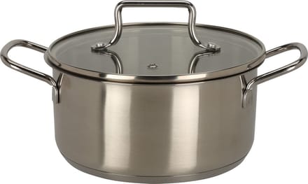 Kookpan speelgoed RVS met glazen deksel - educatief kinderspeelgoed 18cm.