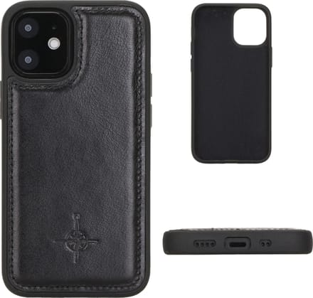 NorthLife - Geschikt voor iPhone 12 Mini - Leren Backcover hoes - Zwart