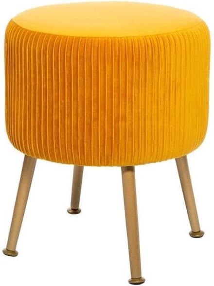 Design Kruk in Fluweel Solaro in MDF en metaal - Geel - D. 35 x H. 41 cm