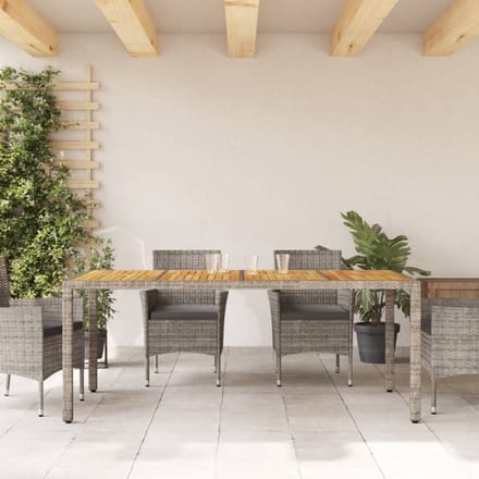vidaXL - Tuintafel - met - acaciahouten - blad - 190x90x75 - cm - poly - rattan - grijs