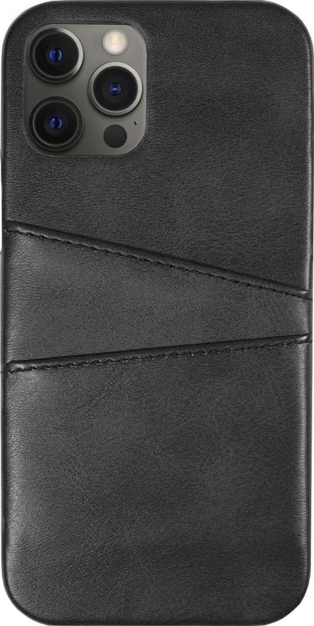 BMAX Leren hardcase hoesje geschikt voor iPhone 12 Pro Max met pashouder - Zwart