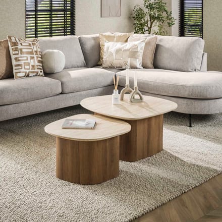 Fraaai - Dexter salontafel set van 2 - keramiek travertine