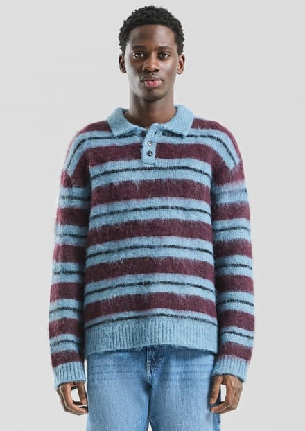 QS - male - Gebreide trui met henley hals in relaxed fit