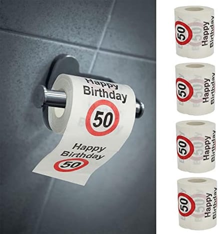 Toiletpapier voor 50e verjaardag - Set van 4 - 2-laags en 24 meter lang