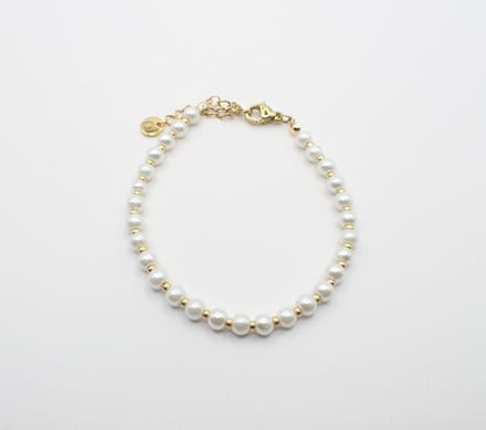 Colure® armband glasparels white 4mm gouden Miyuki gecombineerd