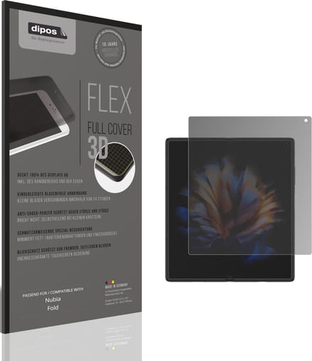 dipos FLEX – Matte Privacy Screenprotector geschikt voor Nubia Fold Aussenseite | Volledige Schermbescherming | Case-Friendly