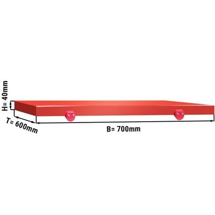 GGM Gastro Snijplaat voor werktafel - 700x600mm - Dikte: 40mm - HACCP-conform - HDPE 500 - Rood - Antislipvoetjes - Vaatwasmachinebestendig rood