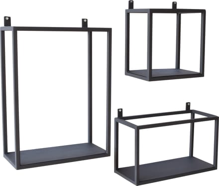 Urban Interiors Industrial Set van 3 Wandkastjes Zwart - Metaal  -