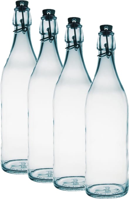 Bormioli Rocco beugelfles/weckfles - 6x - transparant - glas - 1 liter - Waterflessen/Karaffen