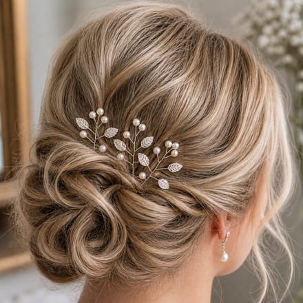 Haar in Stijl® Safa Leaf 2 Haarsteken Zilver- Parel - Bruid Haaraccessoires