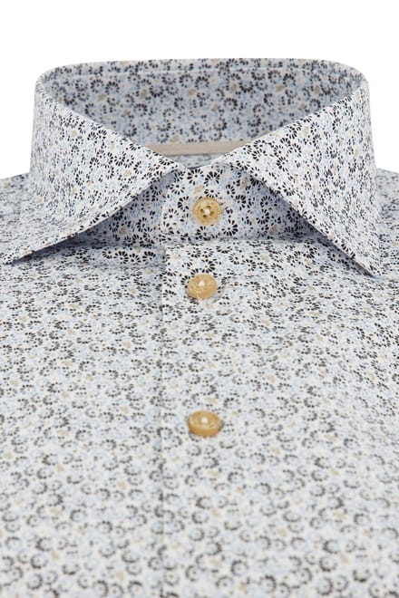 Ledub overhemd Modern Fit New blauw geprint katoen
