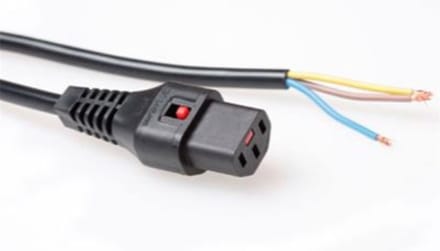 ACT Netsnoer C13 IEC Lock - open einde zwart 2 m, PC1025 AK5080
