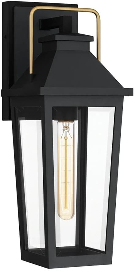 Quoizel LED Wand Buitenlamp Buckley | 1X E27 Max 40W | Matt Black & Brass Accent