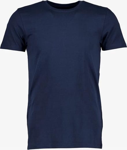 Unsigned heren T-shirt blauw katoen ronde hals - Maat M