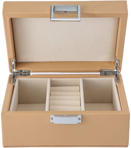 Emilie collection - sieradendoos - luxe juwelendoos - beige - beautycase - maat small