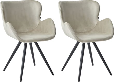 Colenis® - Anabella Eetkamerstoel - Set Van 2 - Beige - Velvet - Industrieel - Met armleuning