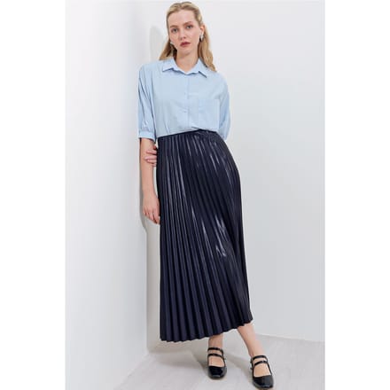 Hoge Taille Maxi Rok met Rimpeldetail