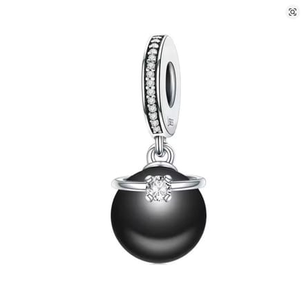 Bedel Zwarte Parel – 925 Zilver – Bedel voor Armband – RomyStones